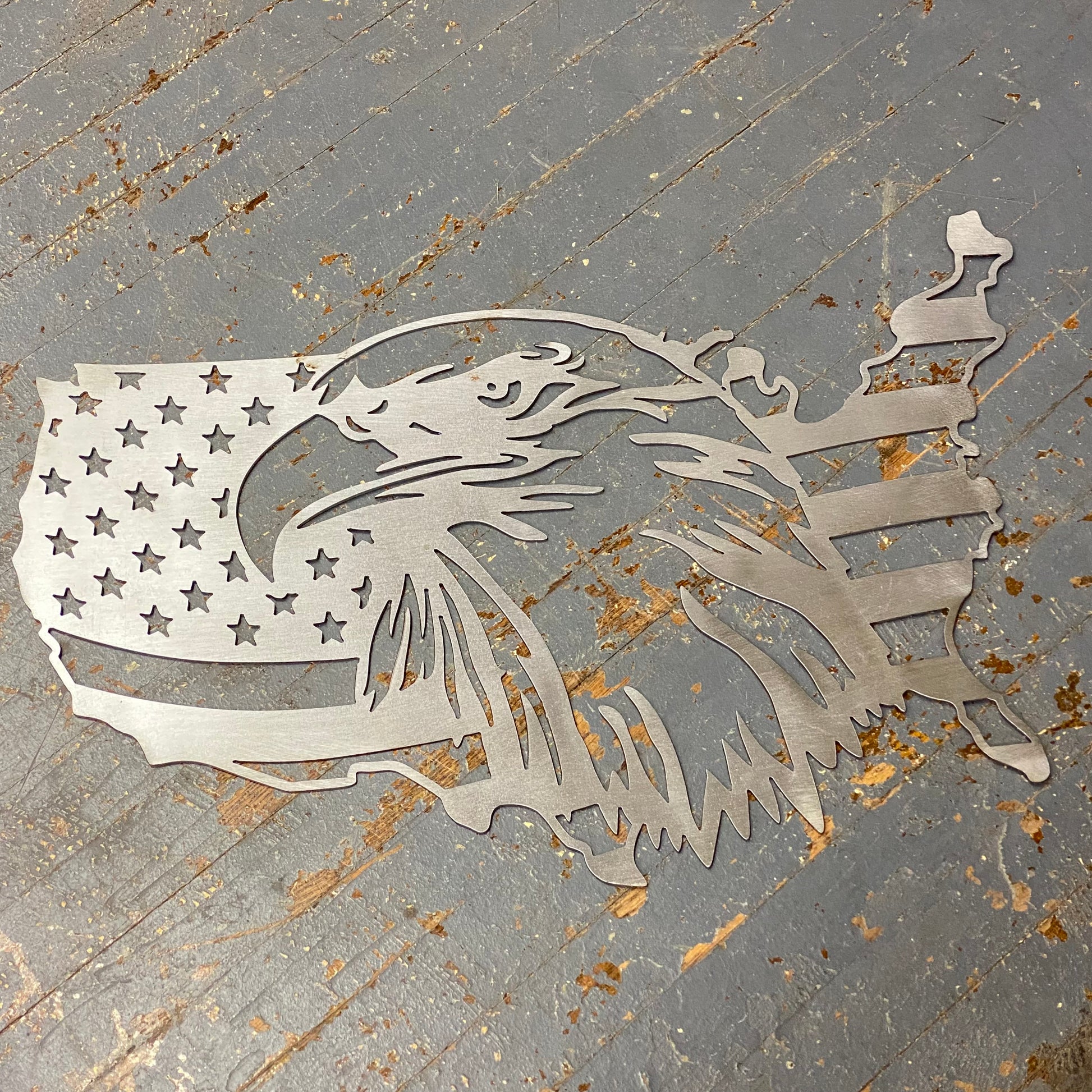 Eagle American Flag Metal Sign Wall Hanger