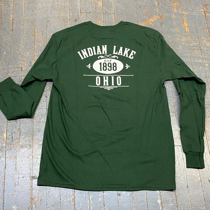 Indian Lake Ohio 1898 Hunter Green Graphic Designer Long Sleeve T-Shirt