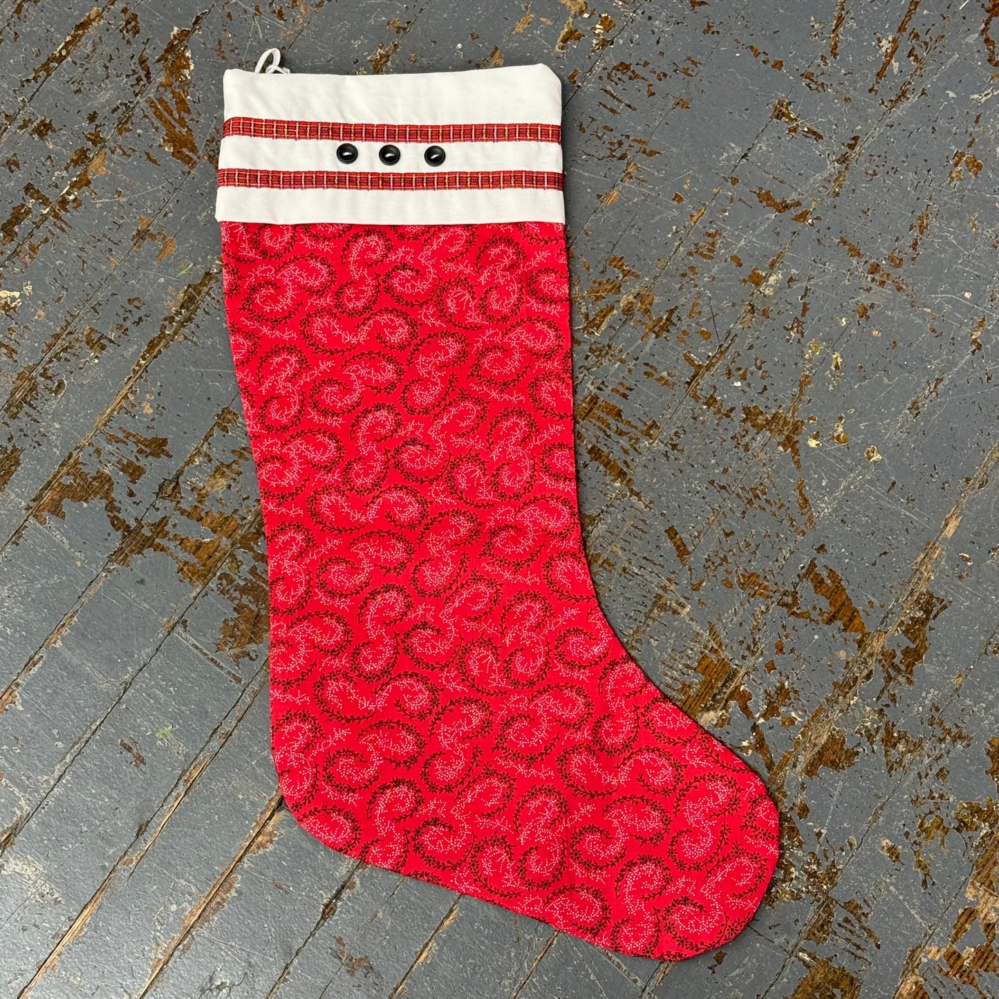 Handcrafted Holiday Stocking Red Shades
