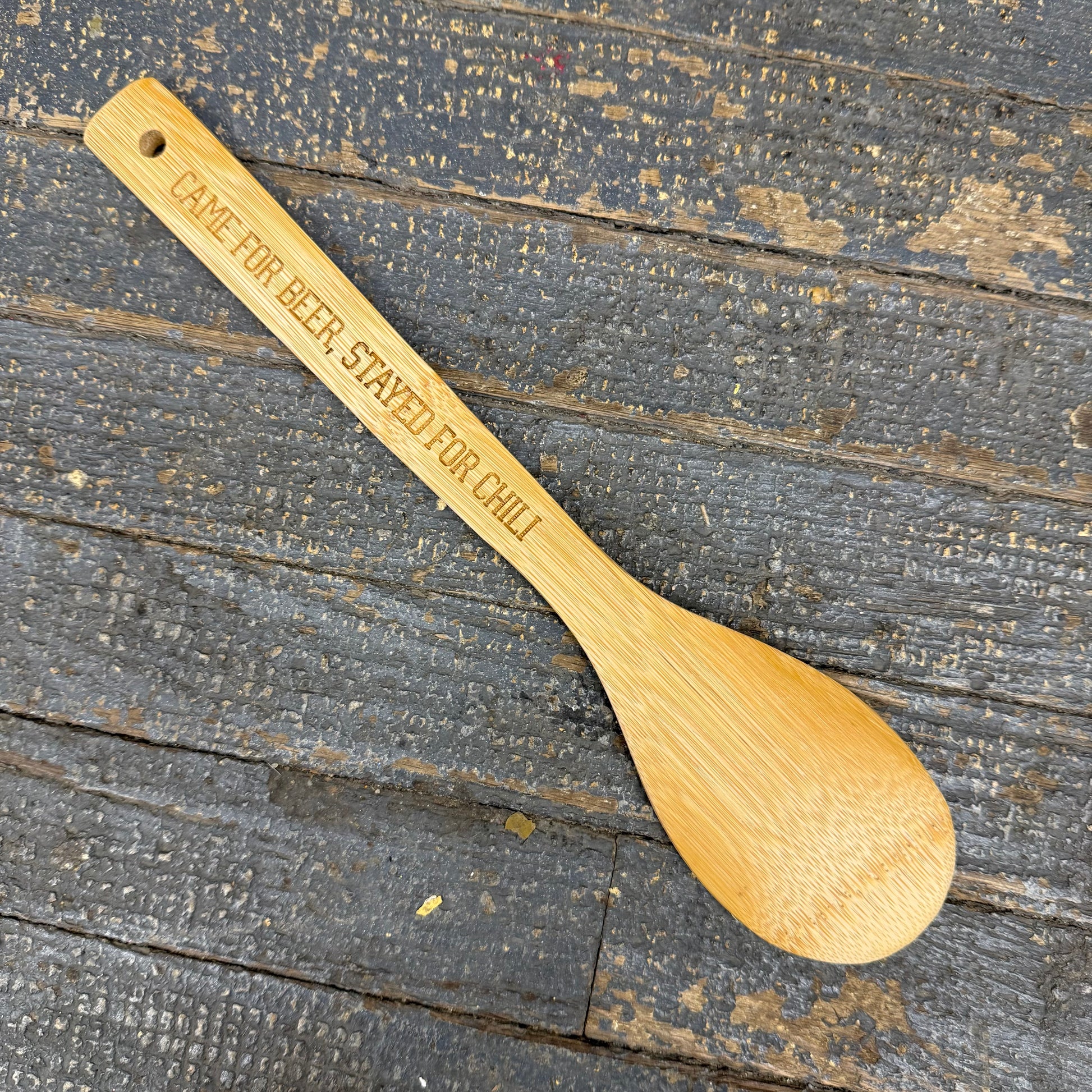 Wood Engraved Kitchen Utensil Chili Soup Spoon Came Beer Stayed Chili