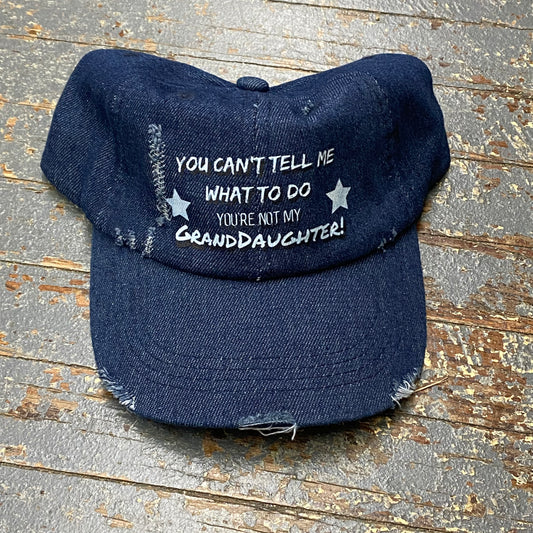 Tell Me What To Do Granddaughter Painted Denim Ball Cap