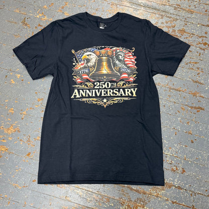 America 250 Liberty Bell Anniversary Black Graphic Designer Short Sleeve T-Shirt
