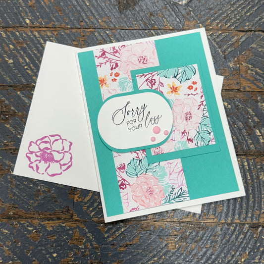 Sorry For Your Loss Floral Handmade Stampin Up Greeting Card with Envelope