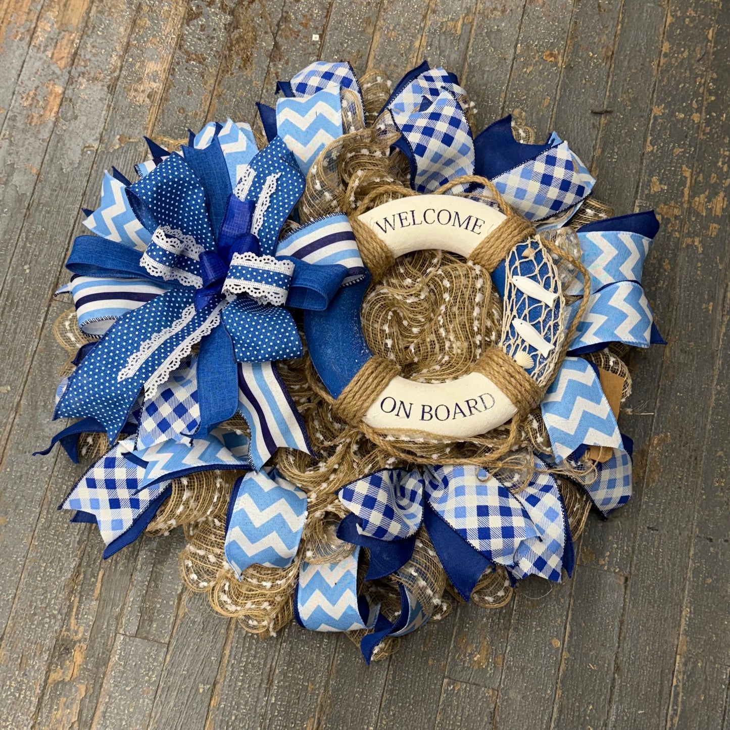 Nautical Ring Buoy Welcome Aboard Holiday Wreath Door Hanger