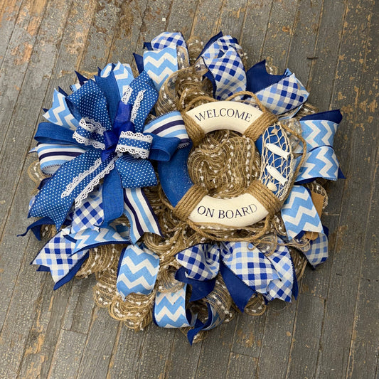 Nautical Ring Buoy Welcome Aboard Holiday Wreath Door Hanger