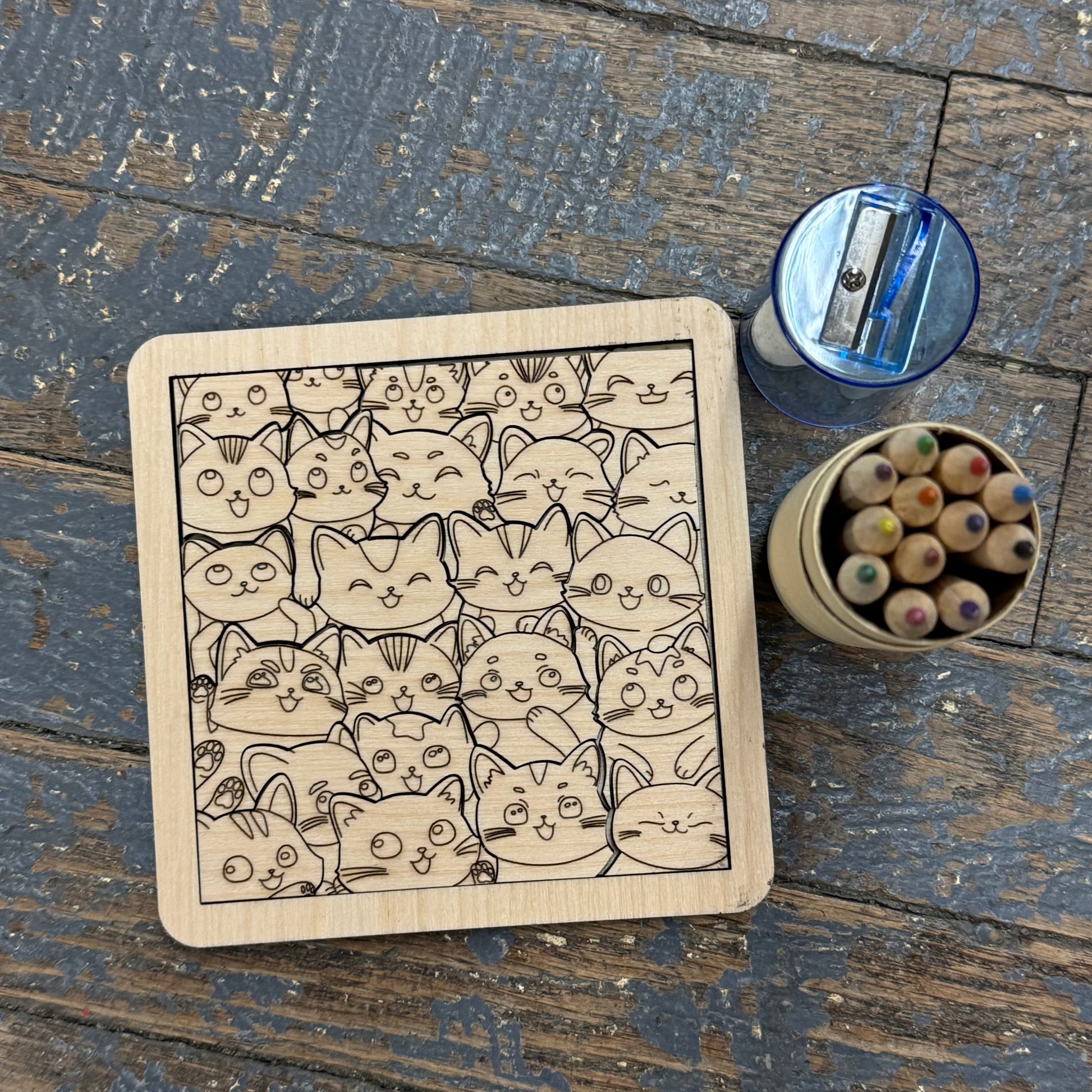 Wooden Challenge Tabletop Travel Coloring Puzzle