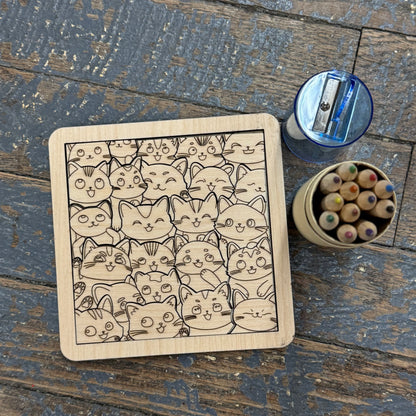 Wooden Challenge Tabletop Travel Coloring Puzzle