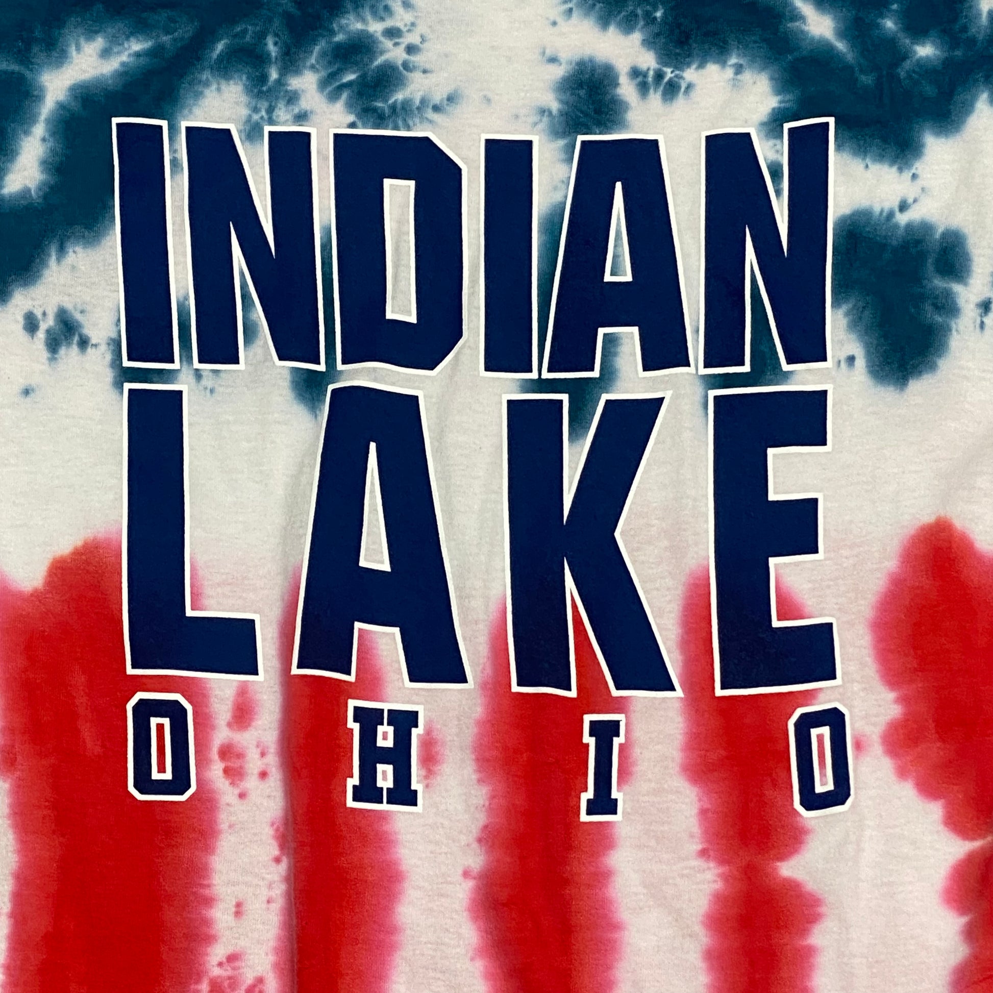 Indian Lake Ohio Red White Blue Tie Dye Graphic Designer Short Sleeve T-Shirt