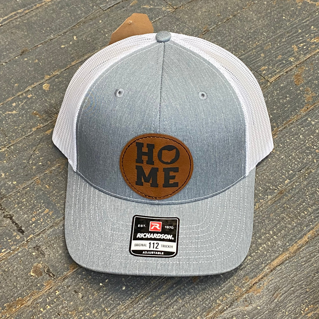 HOME Leather Patch Trucker Ball Cap Grey White