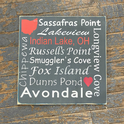 Indian Lake Ohio Destination Sign Island Coves Grey