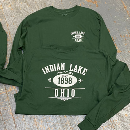 Indian Lake Ohio 1898 Hunter Green Graphic Designer Long Sleeve T-Shirt