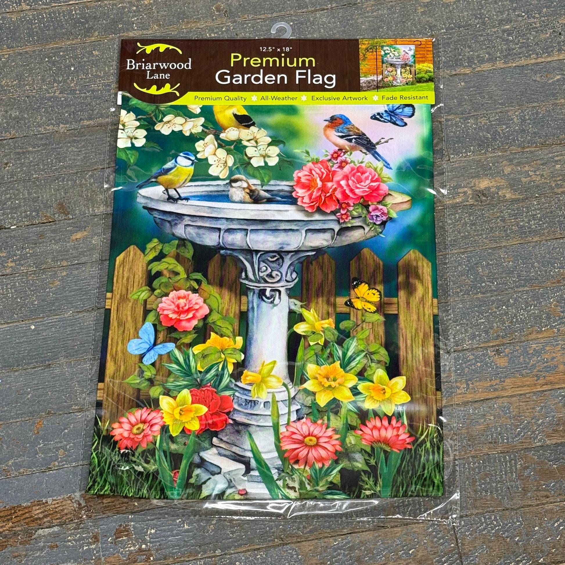 Birdbath in Bloom Holiday Garden Flag