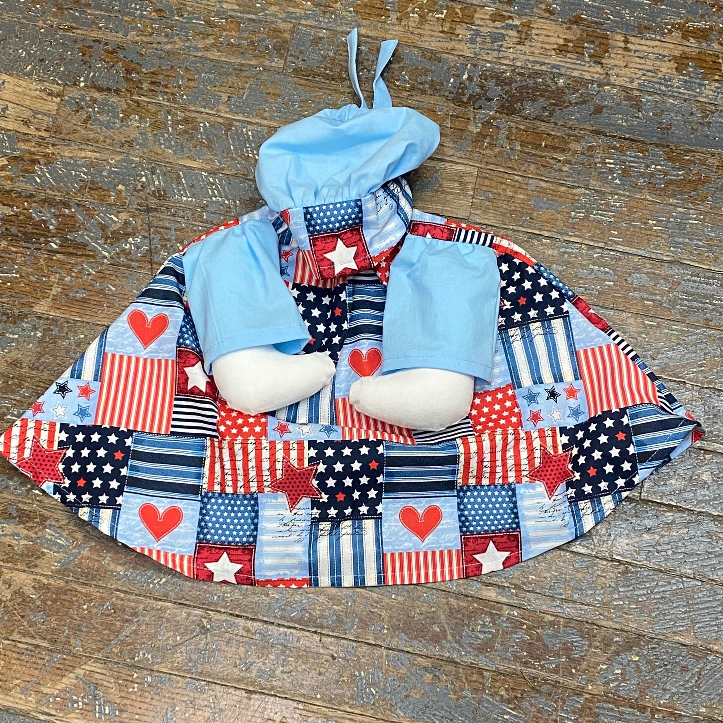 Goose Clothes Complete Holiday Goose Outfit American Flag Heart Quilt Dress and Hat Costume