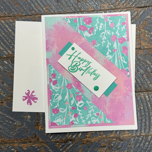 Happy Birthday Floral Handmade Stampin Up Greeting Card with Envelope