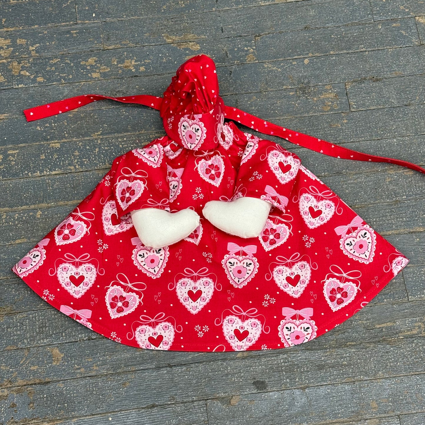 Goose Clothes Complete Holiday Goose Outfit Bright Pink Red White Hearts and Hat Costume