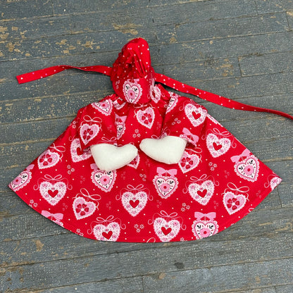 Goose Clothes Complete Holiday Goose Outfit Bright Pink Red White Hearts and Hat Costume