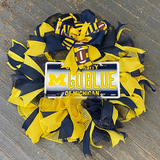 Go Blue Michigan Seasonal Holiday Wreath Door Hanger