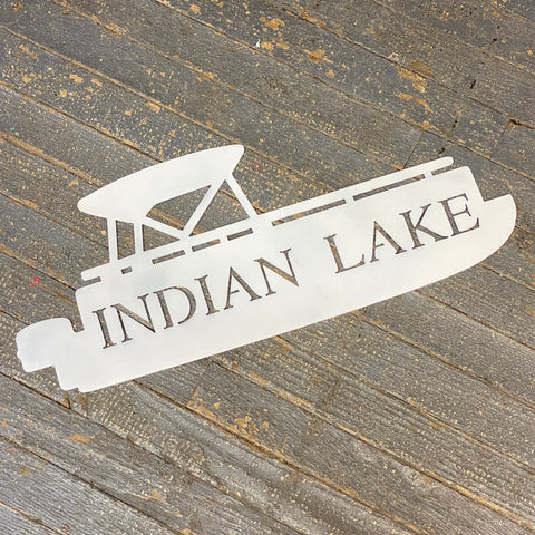 Pontoon Indian Lake Metal Sign Wall Hanger