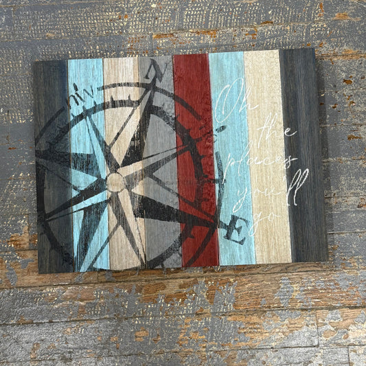 Hand Painted Wooden Nautical Sign Compass Places