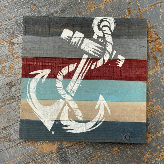 Hand Painted Wooden Nautical Sign Anchor