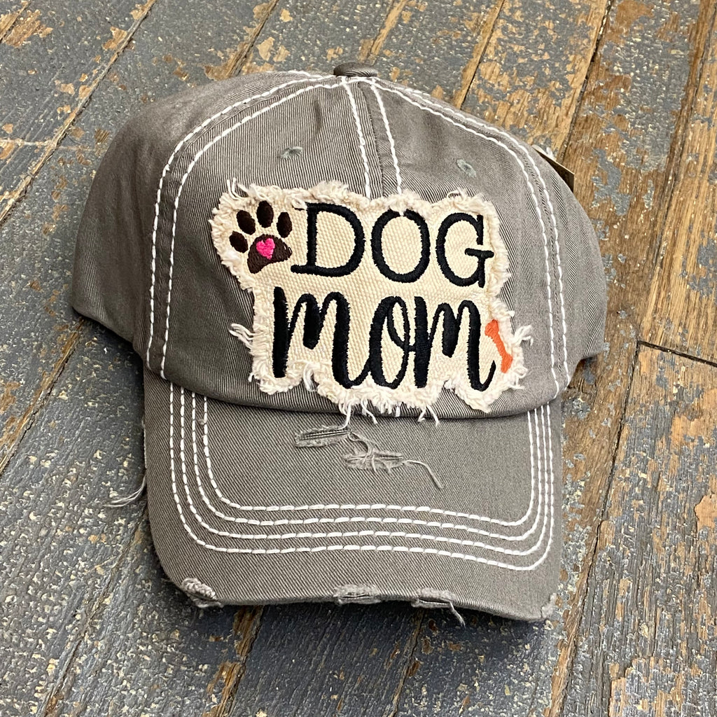 Dog Mom Hat Grey Embroidered Ball Cap