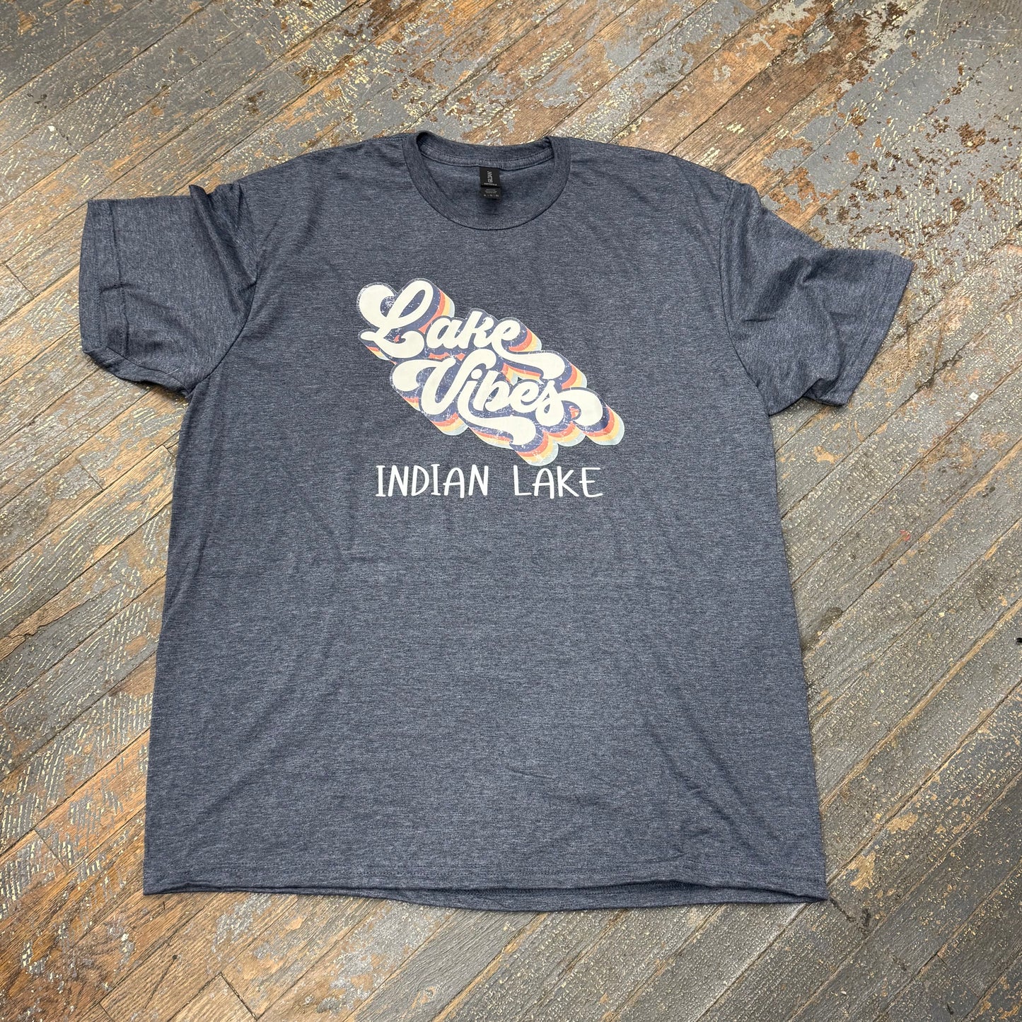 Lake Vibes Indian Lake Graphic Designer Short Sleeve T-Shirt