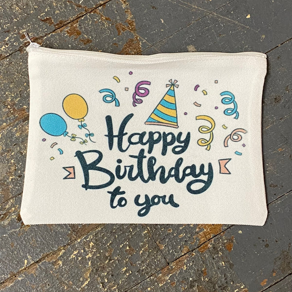 Fabric Cloth Zipper Pouch Cosmetic Bag Coin Purse Happy Birthday