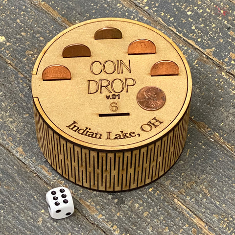 Wooden Coin Drop Tabletop Travel Game Indian Lake