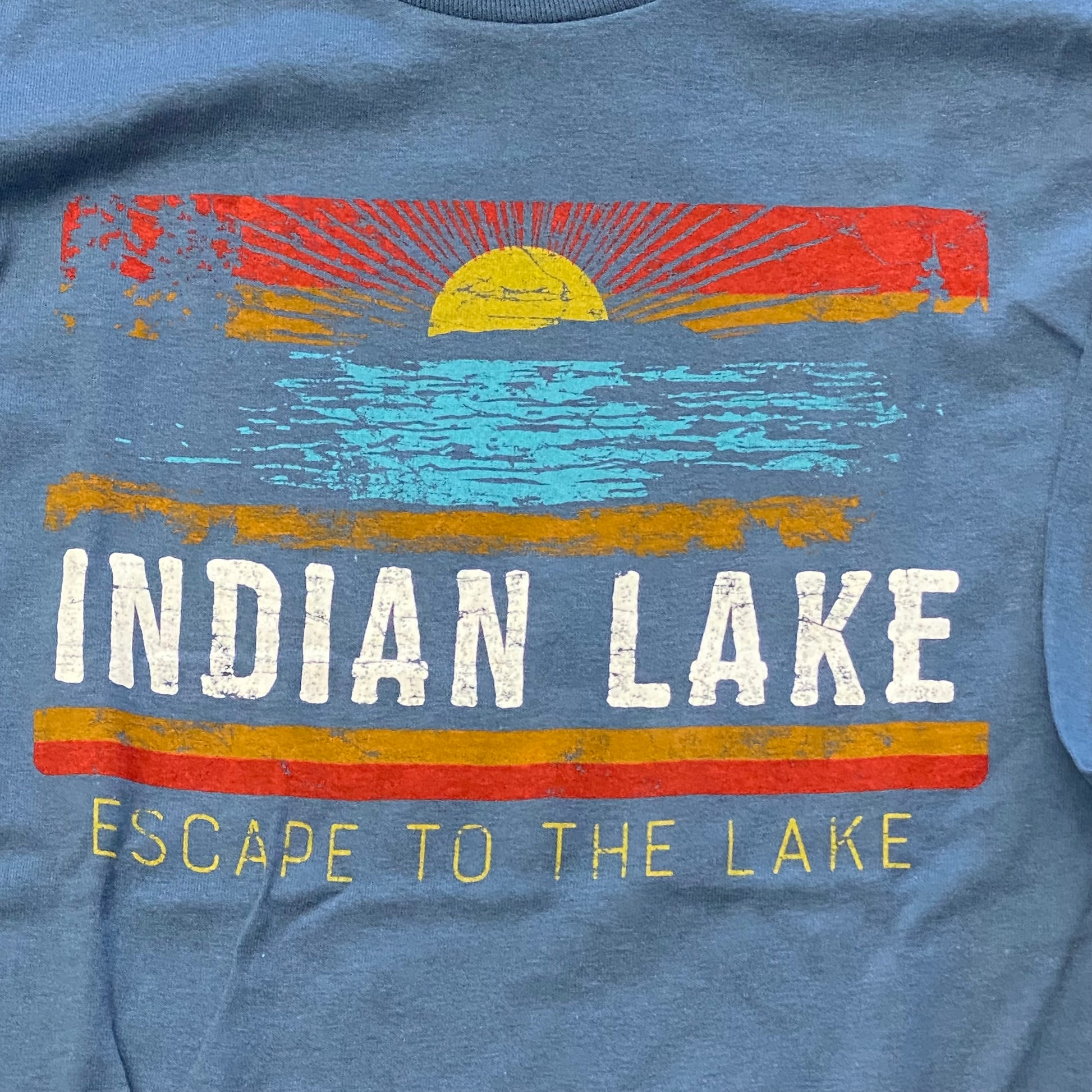 Escape to the Lake Indian Lake Steel Blue Graphic Designer Long Sleeve T-Shirt