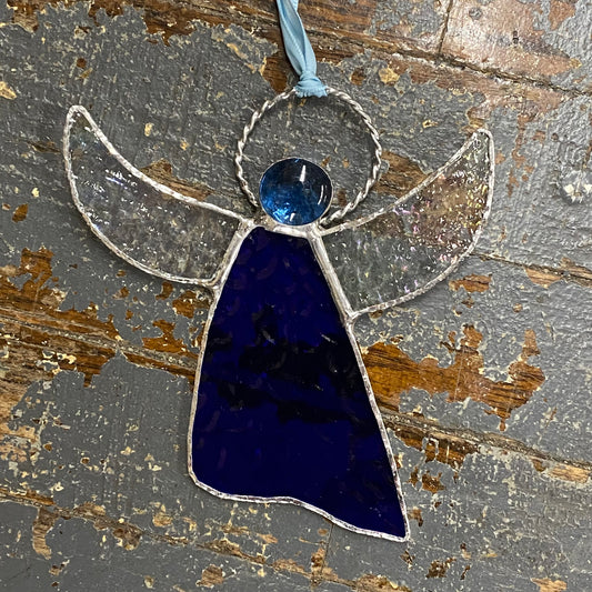 Stained Glass Sun Catcher Ornament Blue Angel