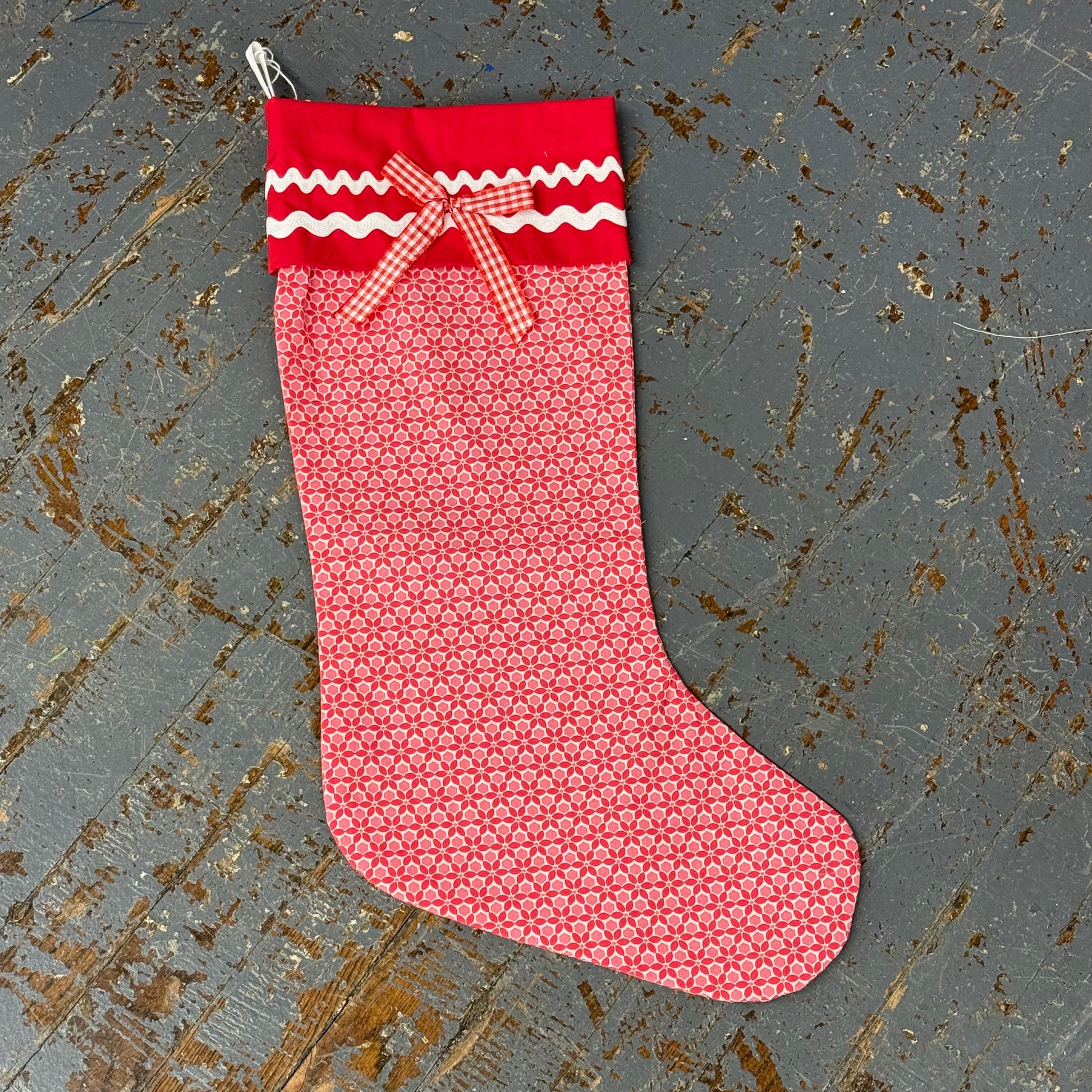 Handcrafted Holiday Stocking Red Shades