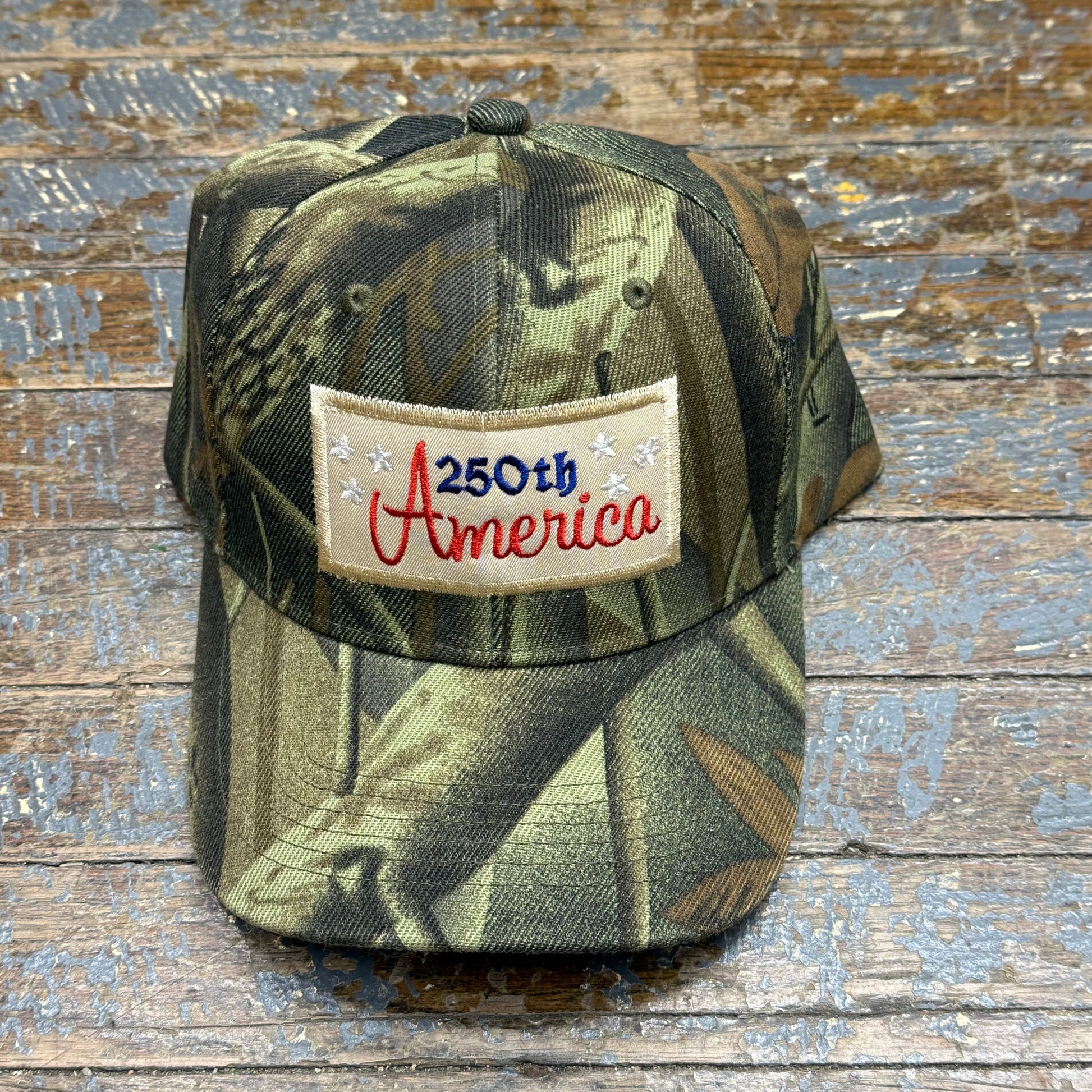 250th America Embroidered Patch Dad Ball Cap Camo Green