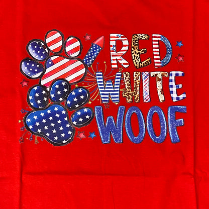 Red White Whoof Short Sleeve T-Shirt Red Graphic Designer Tee