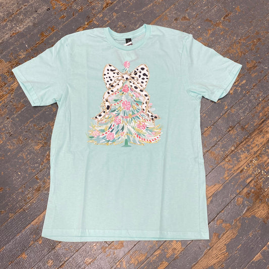 Christmas Bow Tree Graphic Designer Short Sleeve T-Shirt