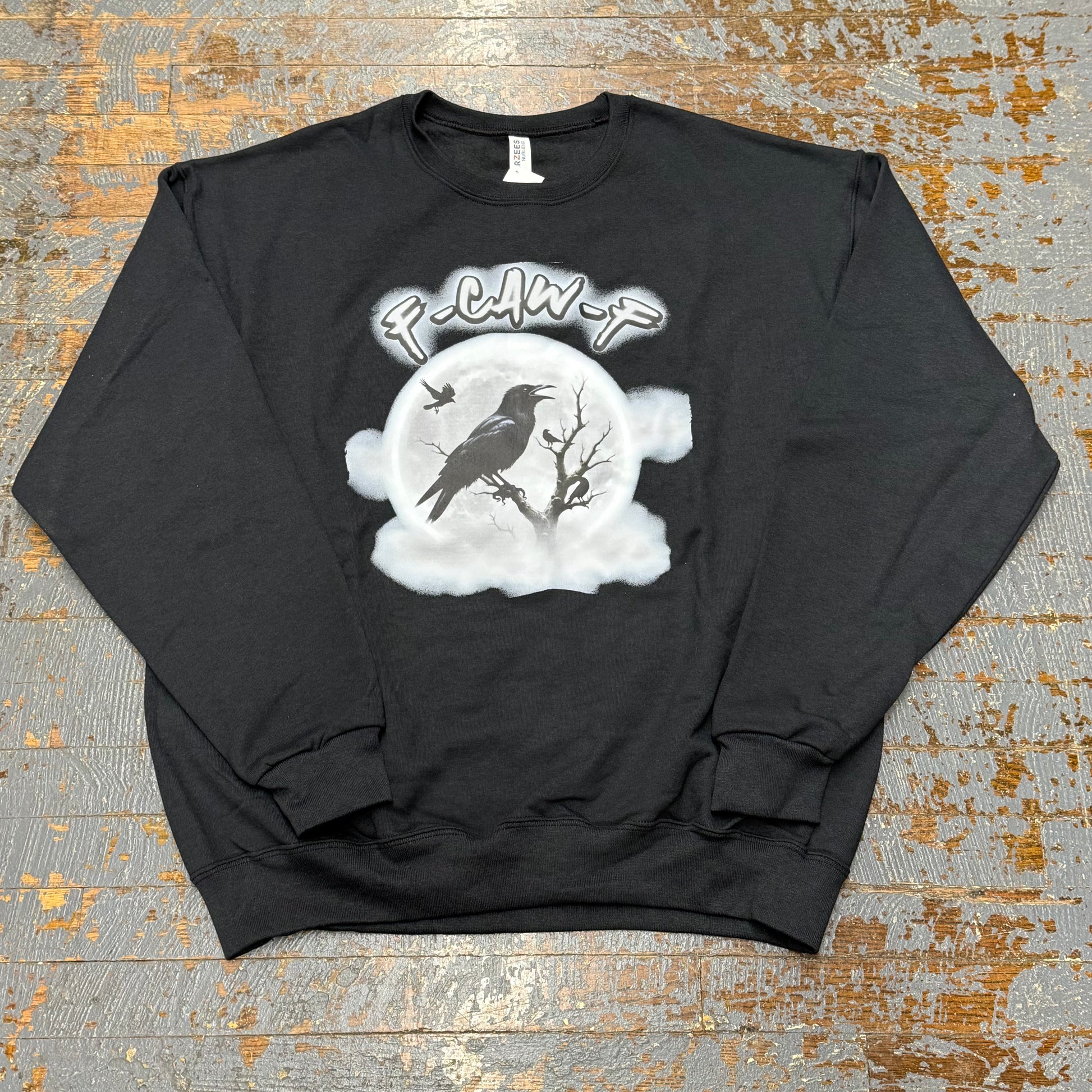 F Caw F Crow Graphic Designer Long Sleeve Crew Neck Sweatshirt
