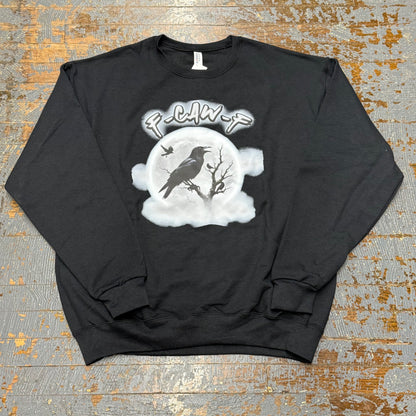 F Caw F Crow Graphic Designer Long Sleeve Crew Neck Sweatshirt