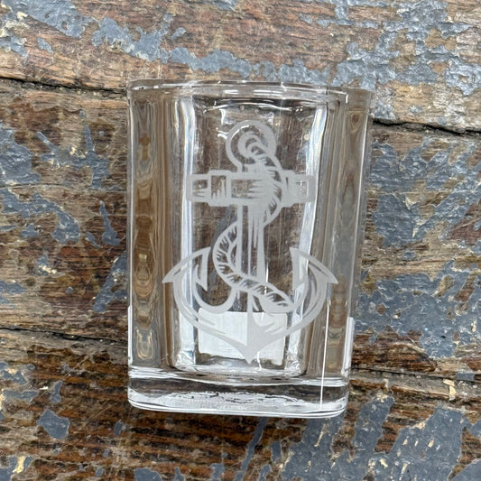 Square Shot Glass Shooter Nautical Anchor Indian Lake Ohio