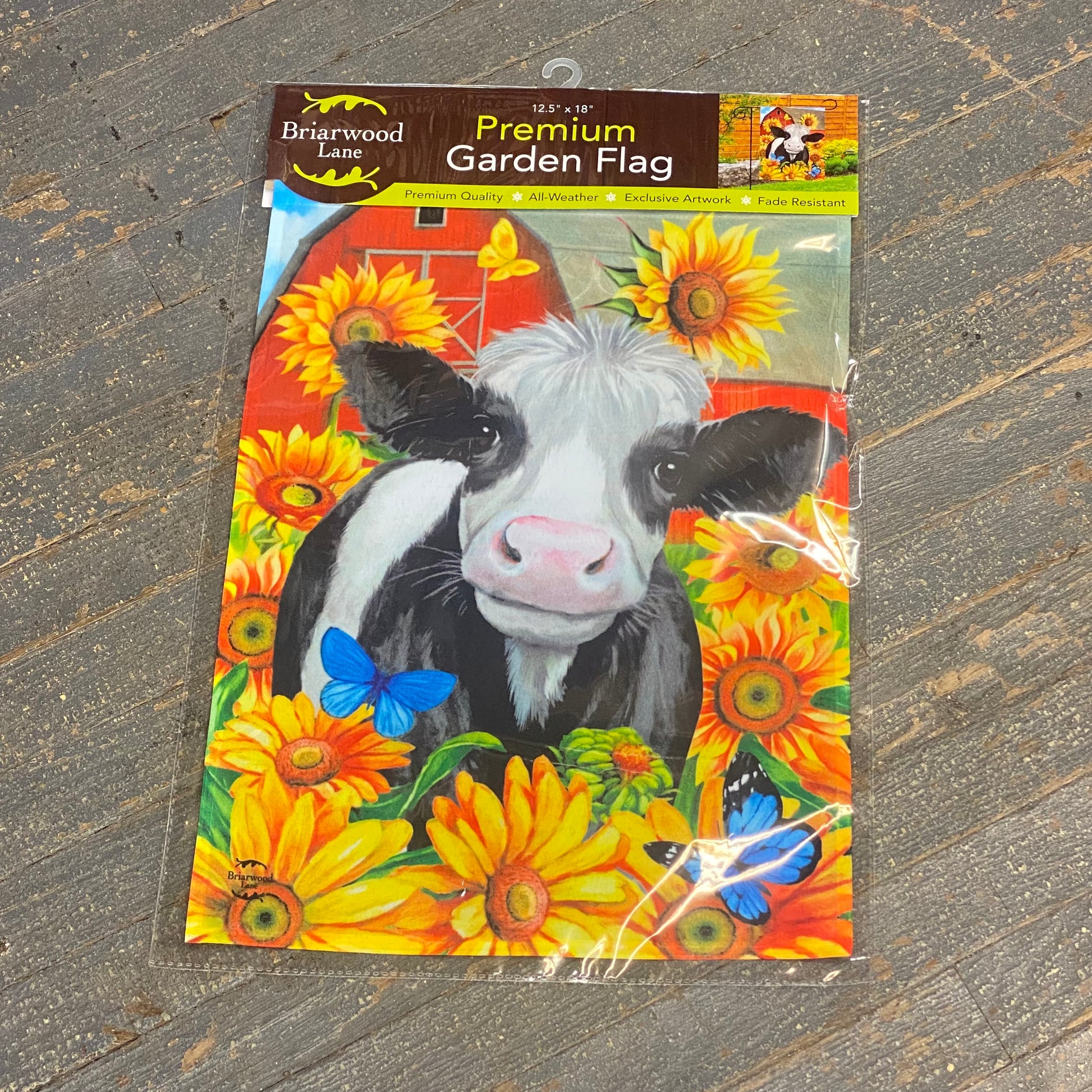 Happy Cow Sunflower Barn Garden Flag