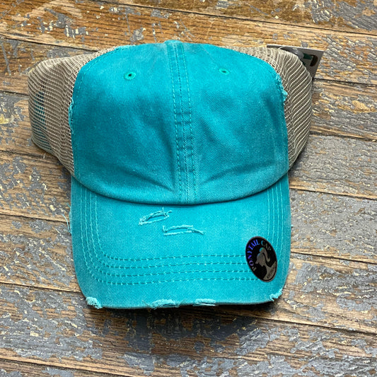 Ponytail Cap Rugged Pony Tail Ball Cap Teal