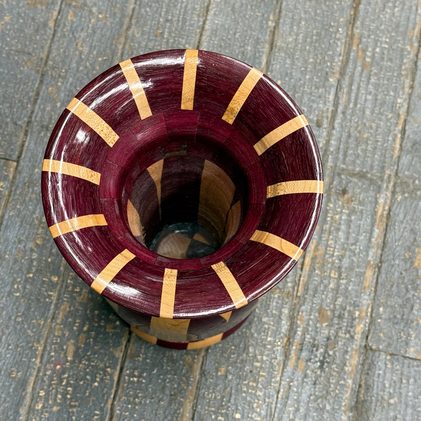 Hand Turned Wooden Vase Urn Maple Purple Heart