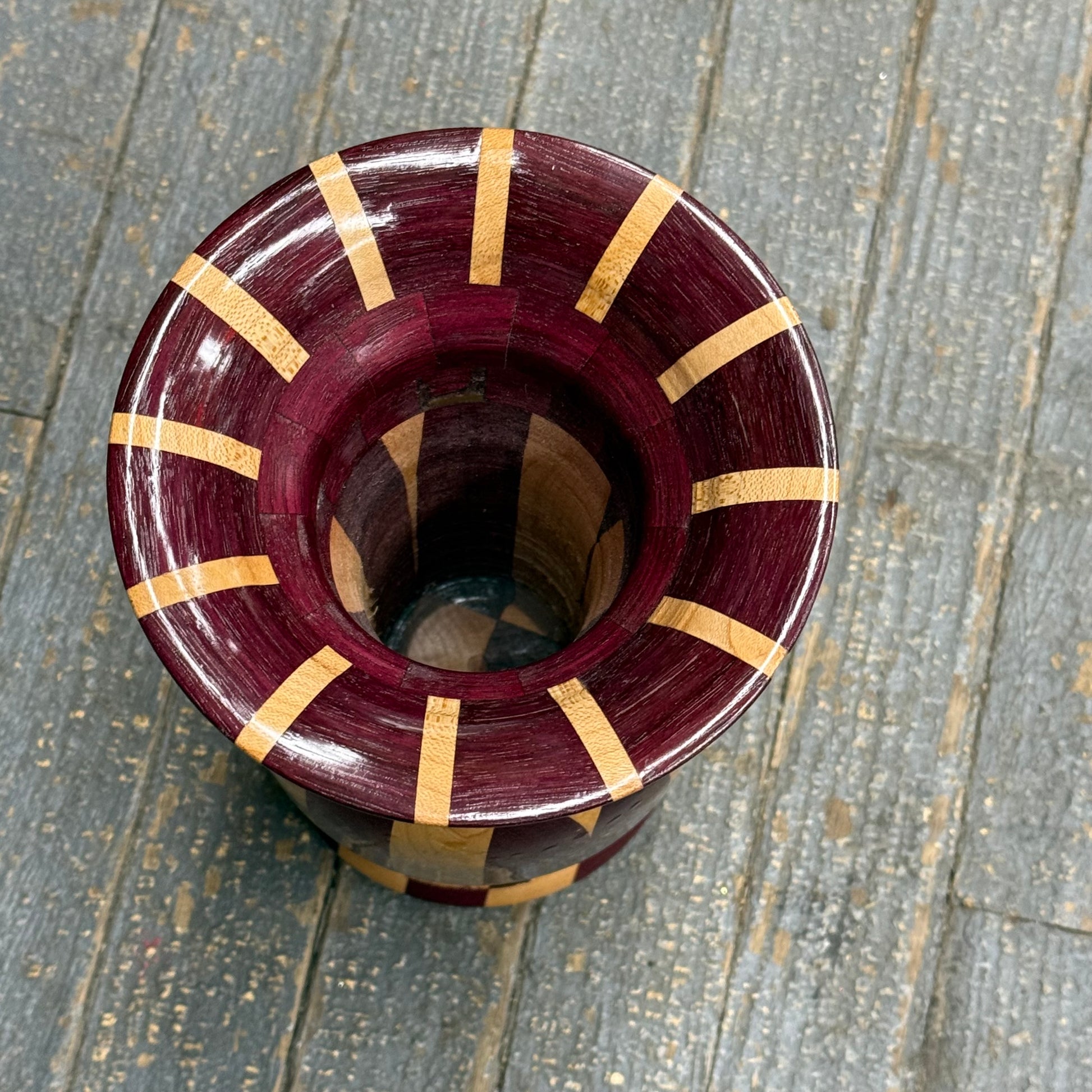 Hand Turned Wooden Vase Urn Maple Purple Heart