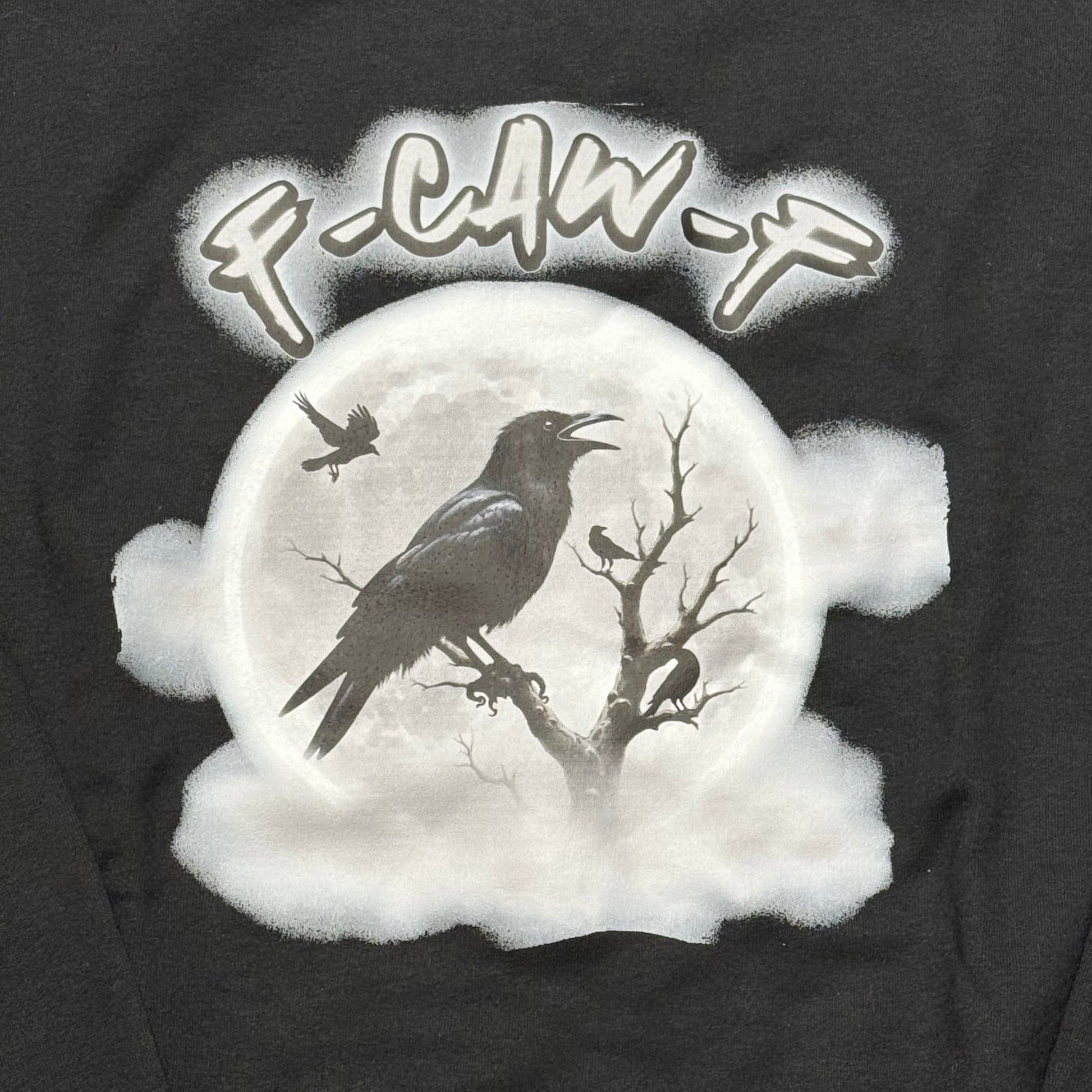 F Caw F Crow Graphic Designer Long Sleeve Crew Neck Sweatshirt