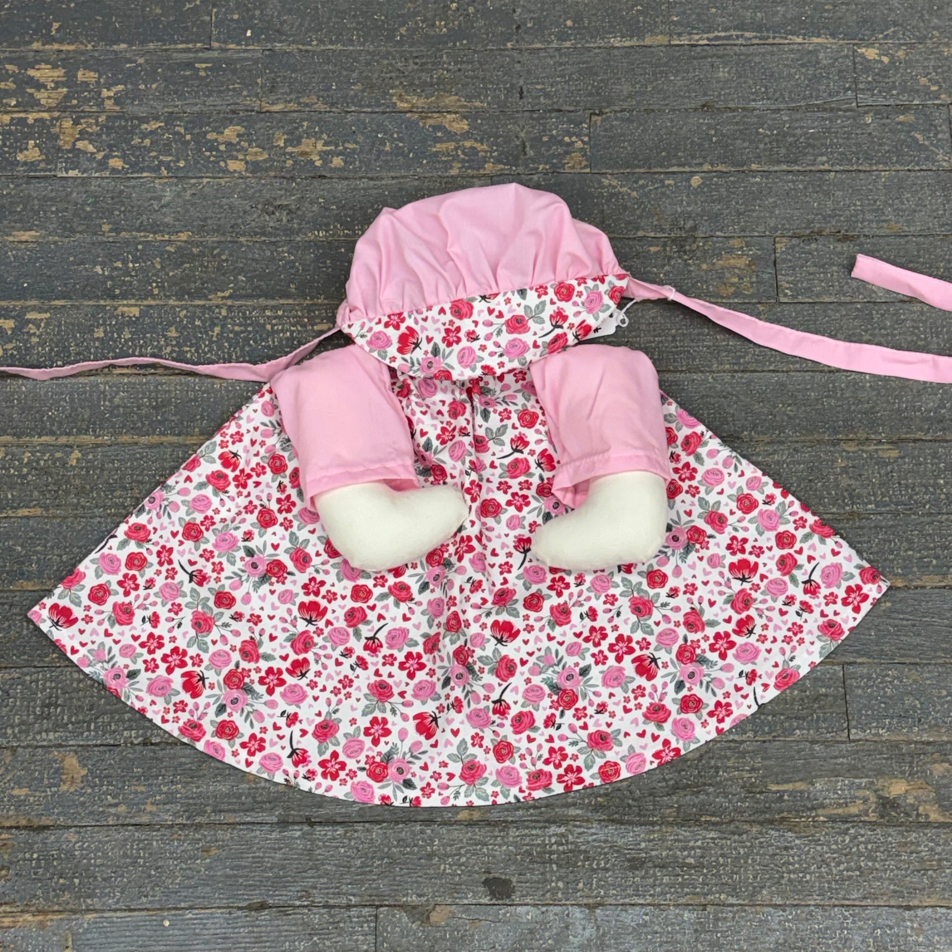 Clothes Complete Holiday Goose Outfit Red Pink Floral Flowers Dress and Hat Costume