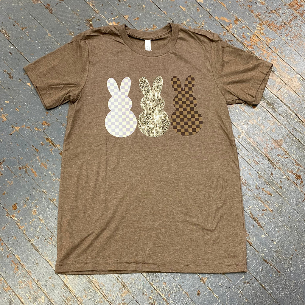 Check Print Bunny Rabbit Graphic Designer Short Sleeve T-Shirt