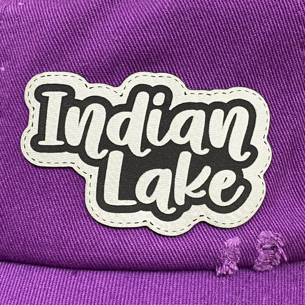 Indian Lake Patch Purple Rugged Ball Cap Hat White