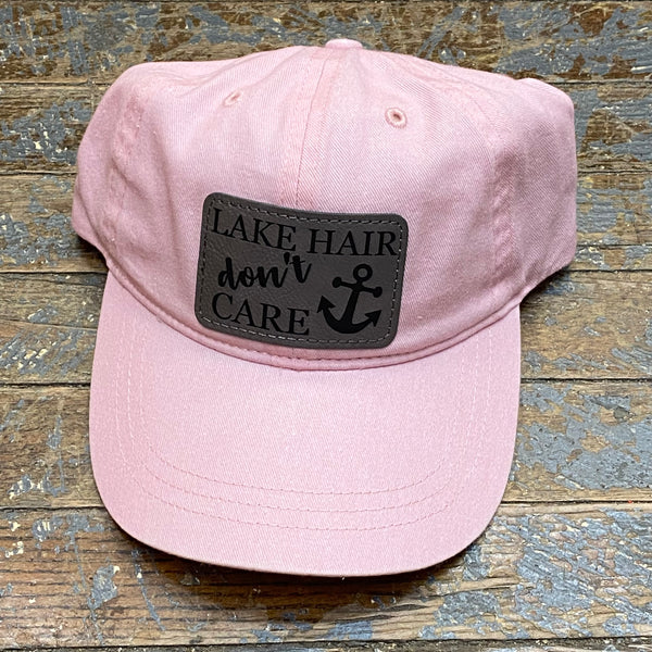Lake Hair Don't Care Leather Patch Faded Ball Cap Pink