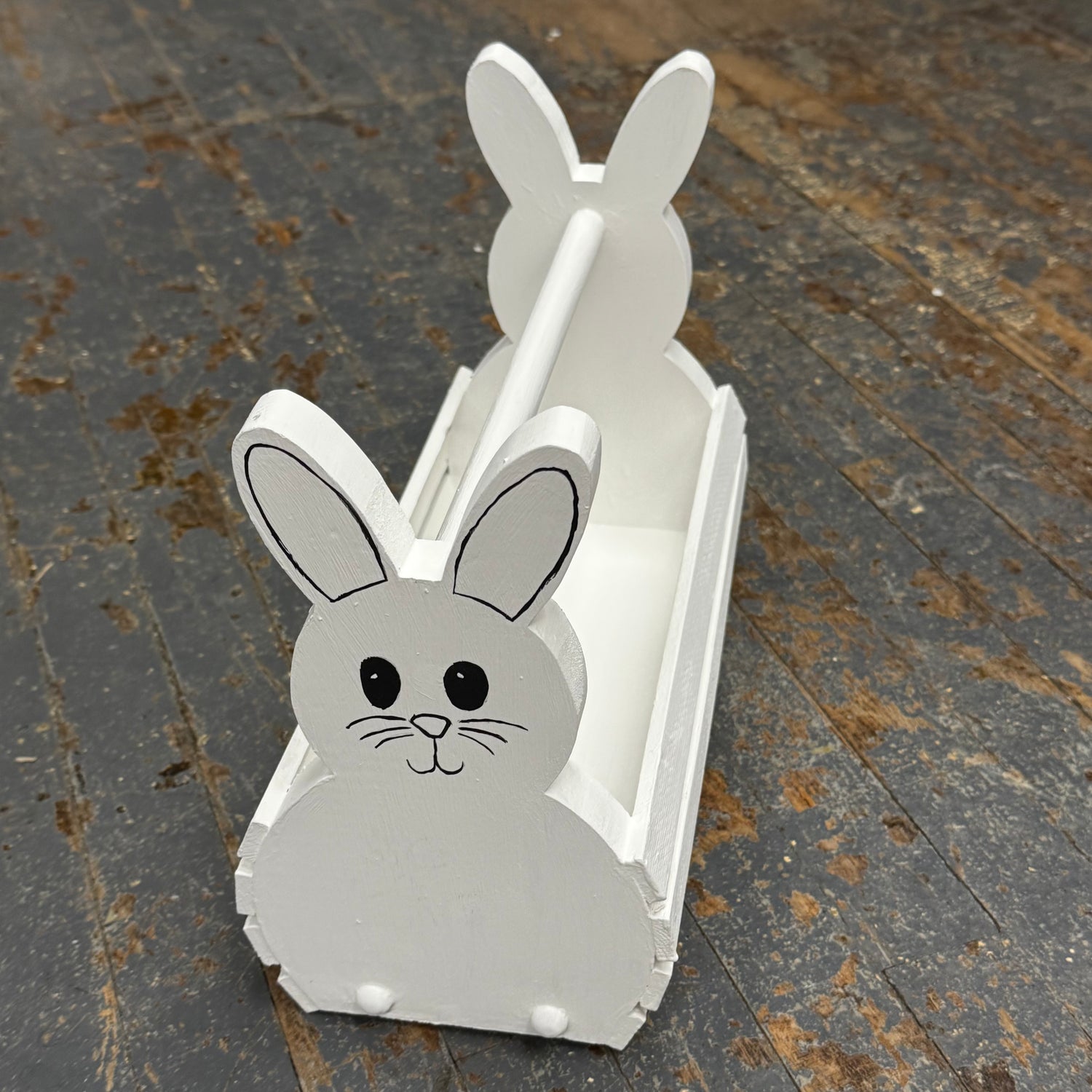Hand Crafted Wood Easter Bunny Basket