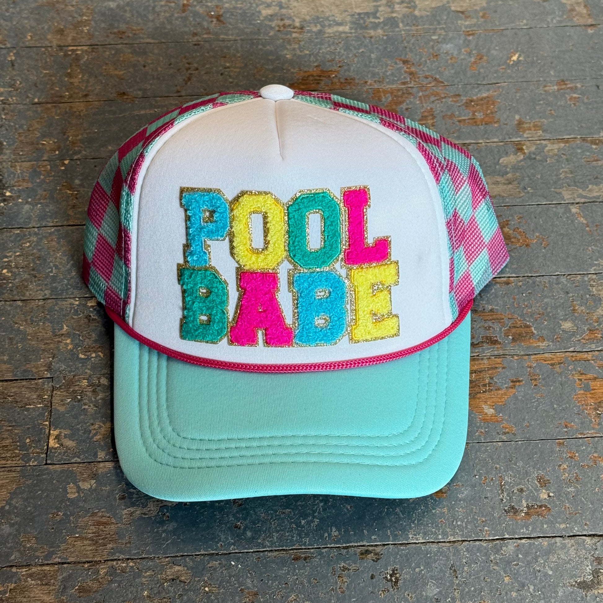 Pool Babe Soft Trucker Ball Cap Teal Multi