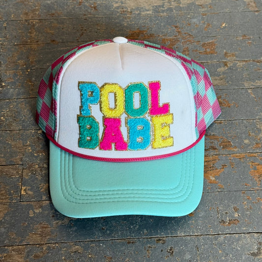 Pool Babe Soft Trucker Ball Cap Teal Multi