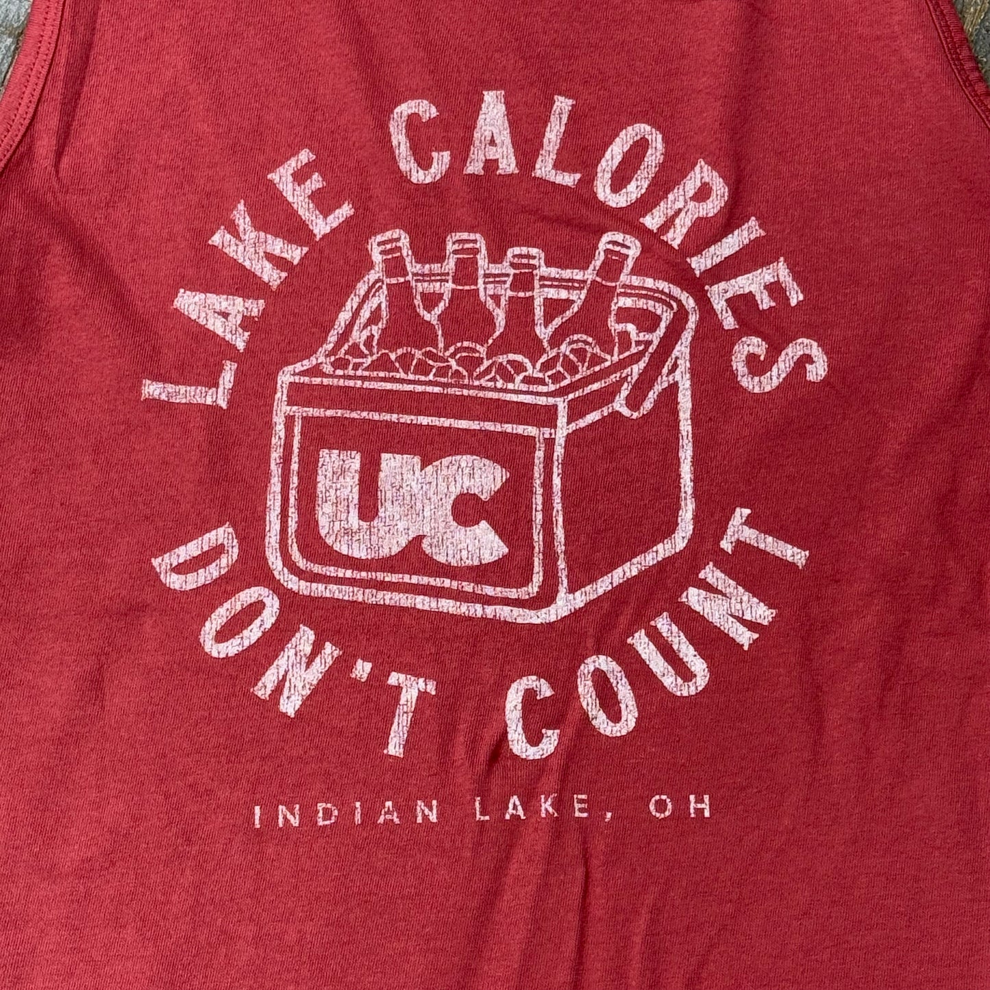 Lake Calories Indian Lake OH Red Graphic Designer Tank